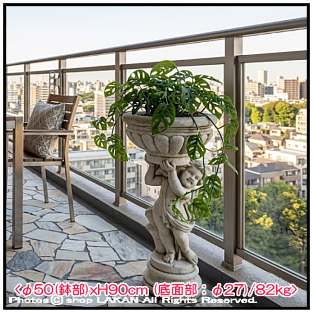 石造花鉢 花鉢と少年 洋風ガーデン クラシック庭園 