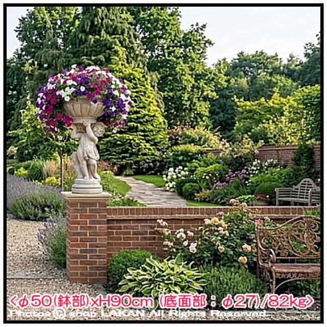 石造花鉢 花鉢と少年 洋風ガーデン クラシック庭園 