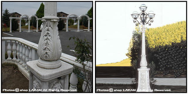庭園灯大型４灯H350cm イタリア製洋風ガーデン石造照明   イタルガーデン社 LA0907 - 2